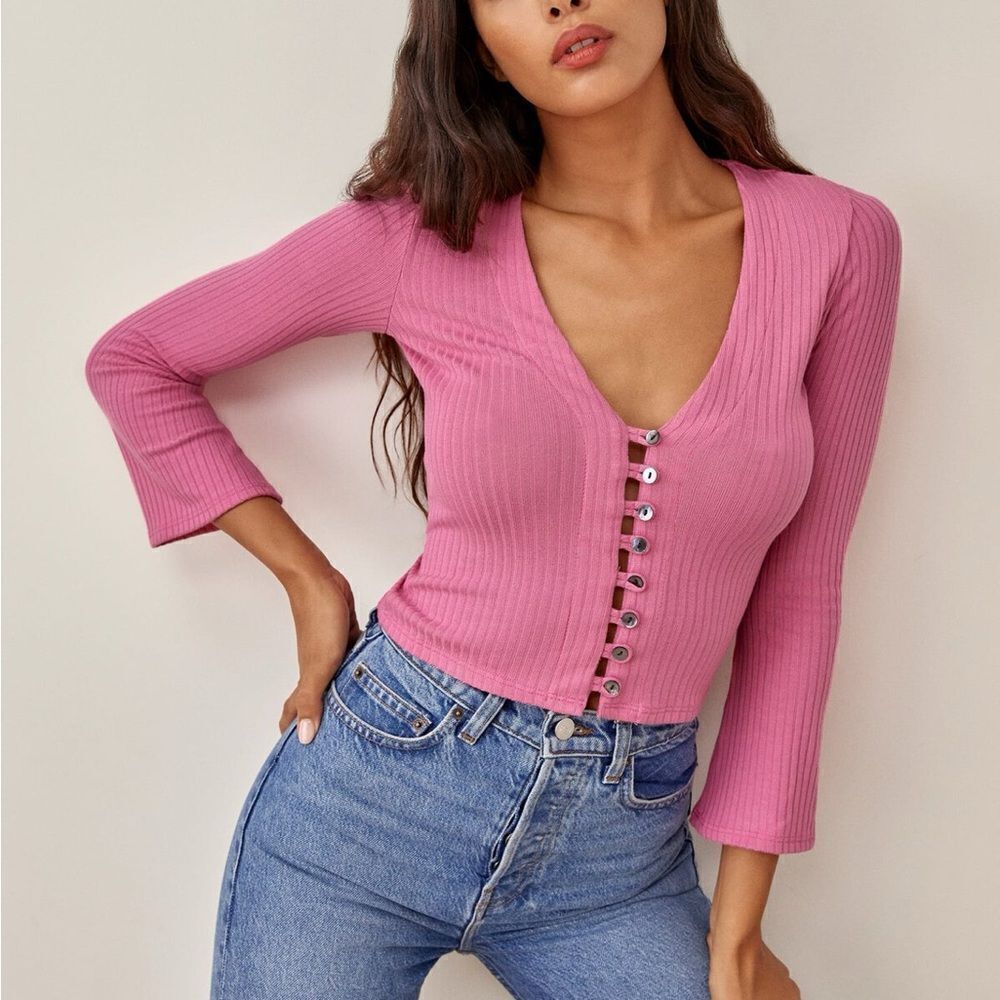 Reofrmation BEIGE Gellar Knit Top M